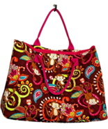 N.GIL Monkey Island Floral Print with Pink handles and trim Tote and mak... - $905.72 MXN