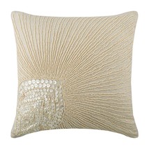 Peacock Feather Beige Cotton Linen Pillow Covers 16&quot;x16&quot;, Peacock Pearls - £24.10 GBP+