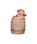 Vintage Valentine Card A Barrel of Love to My Valentine Heart Girl Brown... - £6.26 GBP