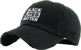 Black Lives Matter Distressed Adjustable Black Cap Dad Hat by KB Ethos - £12.90 GBP