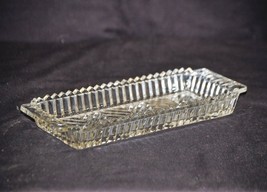 Old Vintage Clear Relish Serving Candy Nut Dish Ribbed w Sawtooth Edges - $19.79