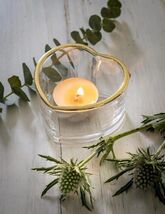 Glass Heart Tea Light Holder with Gold Rim - $118.82 MXN