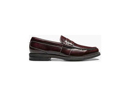 Men's Nunn Bush Lincoln Moc Toe Penny Loafer Shoes Leather Burgundy 85538-641 image 7