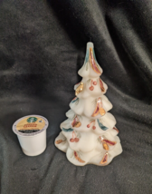1995 Fenton Christmas Tree 6.5” White Milk Glass Gold Bird Hand Painted ... - $161.11