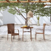 Outdoor Garden Patio Balcony 3pcs Poly Rattan Bistro Dining Set 2 Chairs... - £114.65 GBP+