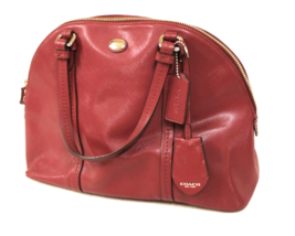 COACH Purse Purple Plum Leather Handbag Shoulder Bag Top Zipper Pockets Logo Tag - £43.41 GBP