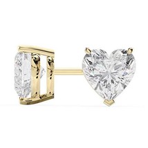 18k Yellow Gold Heart Shape Diamond Stud Earrings 1 Carat - £4,028.76 GBP