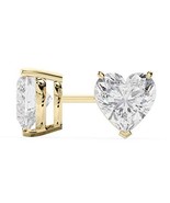 18k Yellow Gold Heart Shape Diamond Stud Earrings 1 Carat - £4,066.47 GBP