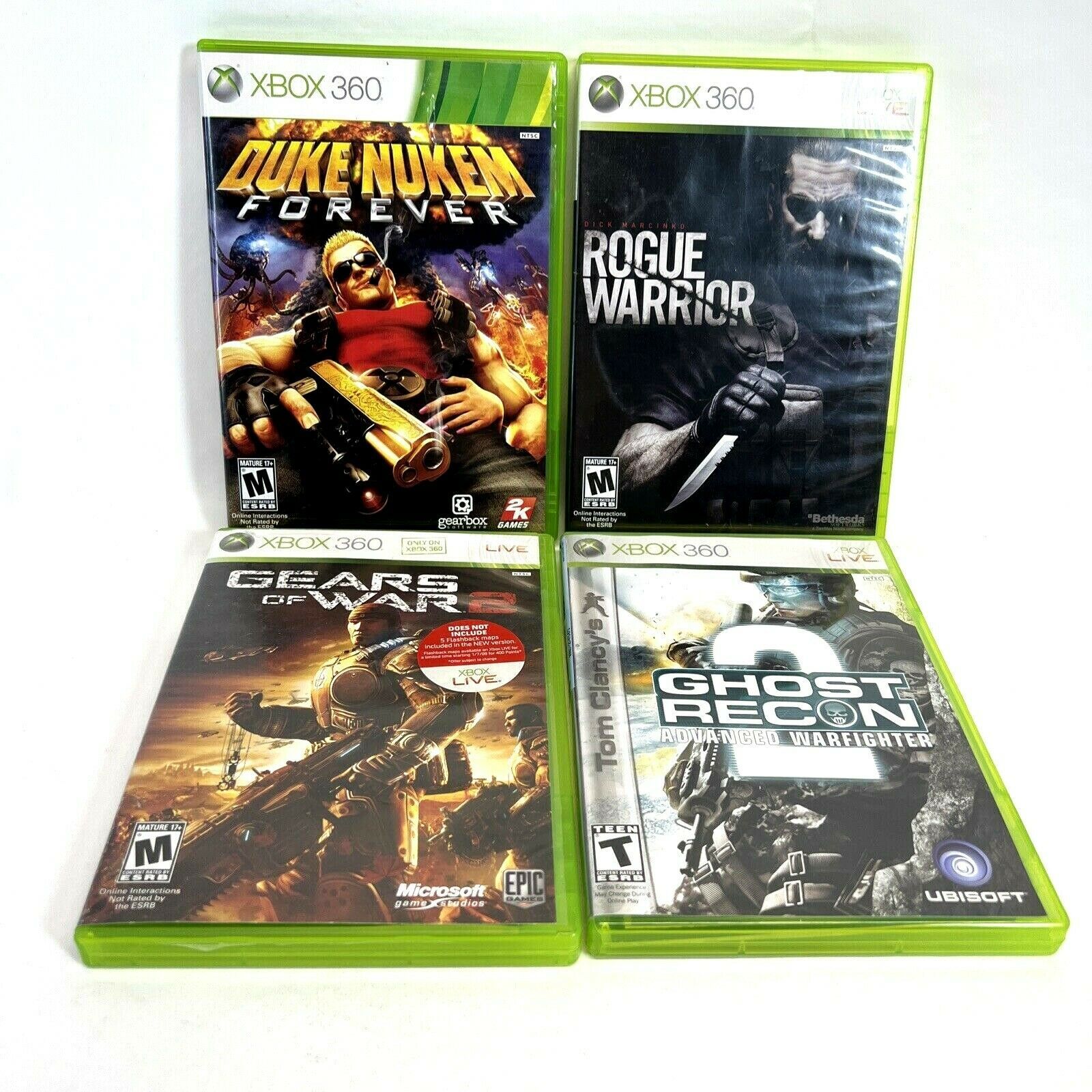 Primary image for Lot of 4 Xbox 360 Games, Ghost Recon Advanced Warfighter 2, Gears if War, Rogue.
