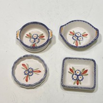 Rare 4 Pc Quimper Emile Henry Doll Childs Play Set Casserole Dishes 2.5&quot;... - £39.15 GBP