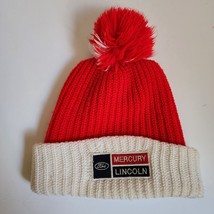 Vintage Winter Hat Ford Mercury Lincoln Beanie Red White One Size Made I... - £18.67 GBP