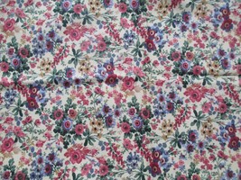 Fabric NEW &quot;Victorian Parlor&quot; Connecting Threads Dark Pinks on Pale Yellow $4.25 - £3.39 GBP