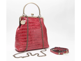 Patricia Nash Magenta Leather Novella Frame Bag &quot;Vintage&quot; Crocodile NEW ... - £70.34 GBP