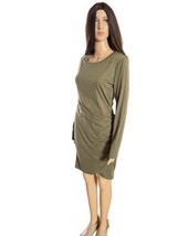 Olive Sexy Pullover Knit Gathered Hip Long Sleeve Dress - £19.78 GBP