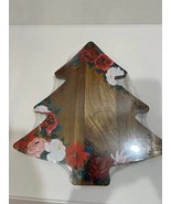 Pioneer Woman Christmas Tree Charcuterie Cutting Board Wood Floral NEW S... - £29.89 GBP