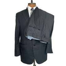 Hickey Freeman Loro Piana 44R - 2 Piece Suit Super 130 Wool Pinstripe Gray - £202.89 GBP