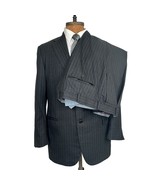 Hickey Freeman Loro Piana 44R - 2 Piece Suit Super 130 Wool Pinstripe Gray - £197.17 GBP