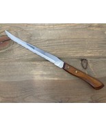 Vintage EKCO 8” Serrated Knife Stainless Blade Brown Wood Handle USA Exc... - €18,78 EUR