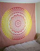 Traditional Jaipur Indian Tapestry, Ombre Mandala Wall Hanging, Boho Bedding Que - £17.04 GBP