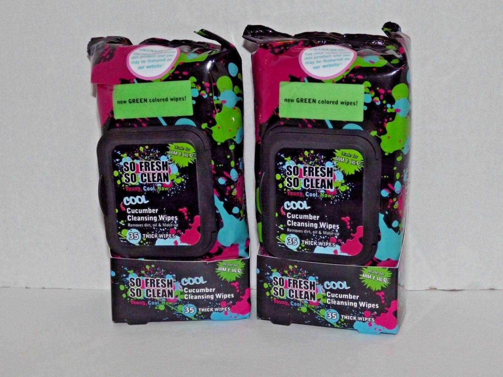 2 Packs So Fresh So Clean Cucumber Cleansing Makeup Wipes 70 Total New (X) - $24.05