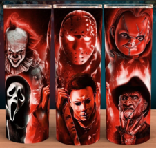 Horror Stars Michael Meyers - Freddy - Jason - Pennywise Red Cup Mug Tum... - £15.80 GBP