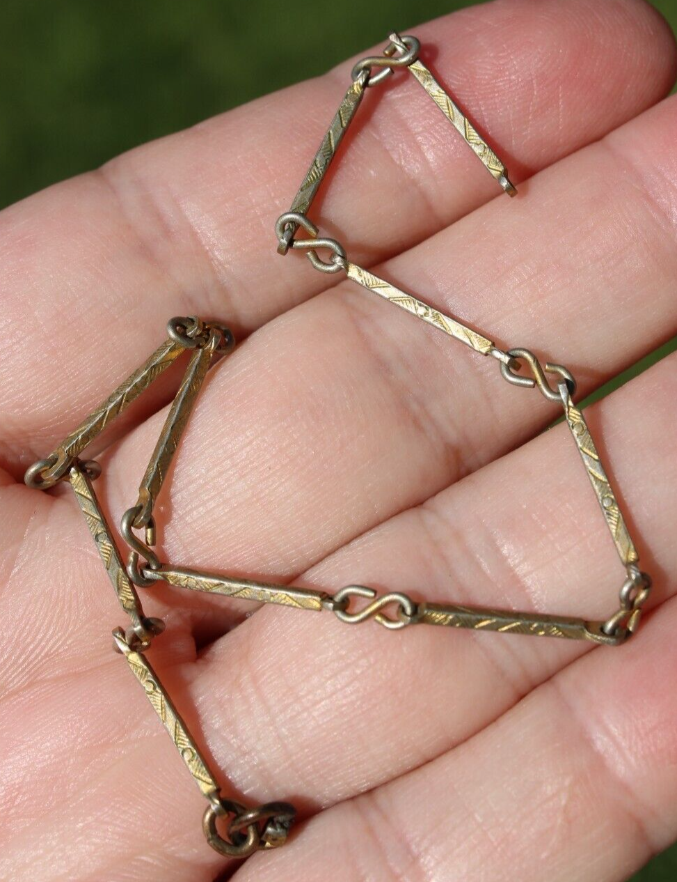 antique pocket watch chain 10k GOLD FILLED BAR partial 8 3/4&quot; - $39.99