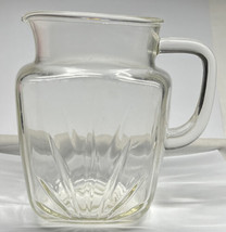 Vintage Glass Pitcher Federal Star Clear Square w/Handle 7&quot; Mid Century Modern - £8.26 GBP