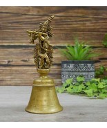 Vintage Handmade Lord Krishna Brass Bell - Hinduism Puja Fluting Krishna... - $101.87 CAD