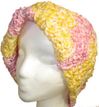 Crocheted Hat/Neck Warmer in yellow and pink - £9.43 GBP