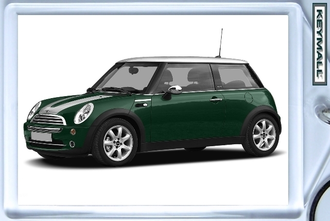 KEY CHAIN GREEN/WHITE TOP &amp; STRIPES MINI COOPER KEYTAG - $19.95