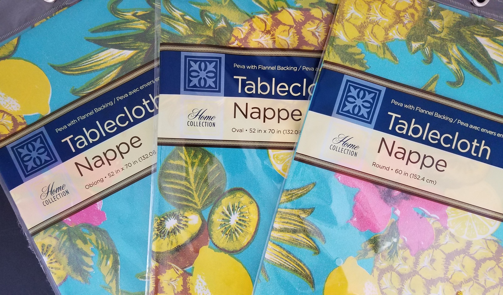 Summer Tablecloths Pineapple Plastic w Flannel Backing 1/Pk, Select Size - $3.49