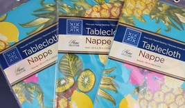 Summer Tablecloths Pineapple Plastic w Flannel Backing 1/Pk, Select Size - £2.77 GBP