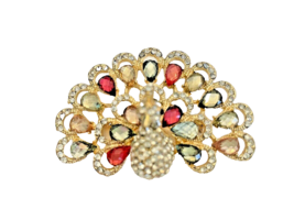 Brooch Pin Peacock Rhinestones Crystals Pendant Costume Jewelry Unmarked... - £17.47 GBP