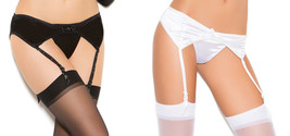 Satin Garter Belt Stretch Adjustable Garters Bow Bridal Lingerie 1970 - £11.72 GBP+