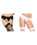 Satin Garter Belt Stretch Adjustable Garters Bow Bridal Lingerie 1970 - $14.84+