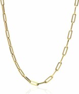14k Yellow Gold Paperclip Chain Cable Bracelet Necklace 18&quot; Hollow Real ... - €71,93 EUR
