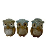 Owl Salt &amp; Pepper Shakers Toothpick Set Of 3 Holder Blue Ceramic Owl Fig... - €10,42 EUR