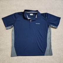 Columbia Omni Shade Horseshoe Colorblock Blue Grey Polo Shirt Mens XL - £15.46 GBP
