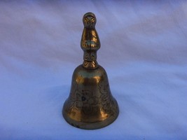 VINTAGE BRASS BELL WITH CHINESE FIGURE HANDLE  THICK BRASS SMALL SIZE - £11.83 GBP