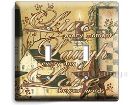 Live Laugh Love country rustic art double light switch wall plate cover ... - $14.99