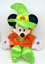 MINNIE MOUSE HALLOWEEN 16&quot; PLUSH Disney Store Authentic Green Pumpkin Ha... - £9.54 GBP