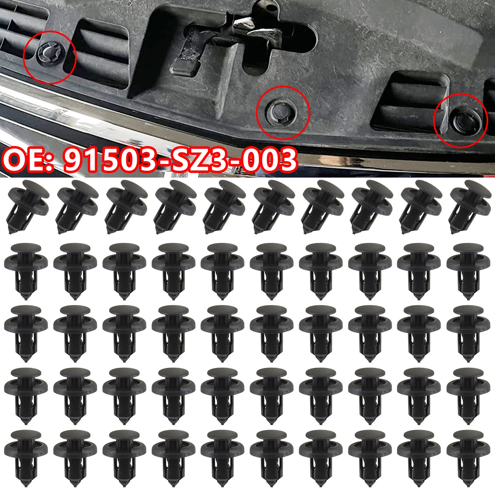 10mm 50Pcs Auto Car Bumper Clips Retainer Fastener Rivet Door Panel Fender Liner - £10.11 GBP