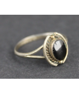 antique STERLING SILVER &amp; BLACK ONYX ladies ring band .925 size 8.5 TAXCO - $37.39