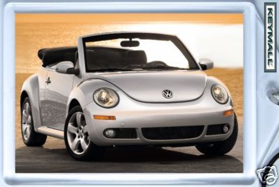 KEYTAG VW NEW BEETLE SILVER CONVERTIBLE KEY CHAIN RING
