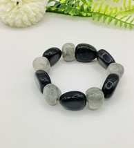 New Lola Rose Black Sparkly And Grey chunky Gemstone Adjustable bracelet - $32.01