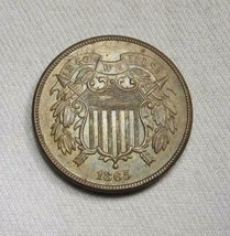 1865 Fancy 5 Shield 2 Cents UNC+ Brown Coin AJ40 - £130.69 GBP