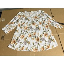 Late August XL White Floral Blouse, Button Up Peasant Shirt, 3/4 Sleeve ... - £7.65 GBP