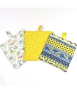 NEW- Set of 3 handmade potholders, French Country, yellow - $19.97
