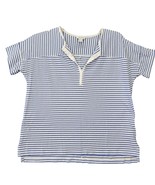 Nautica Blue Shirt Preppy White Stripe Short Sleeves Tee V-Neck Women Si... - $156.27 MXN