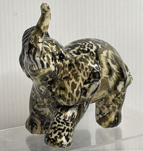 La Vie Ceramic Elephant Figurine Safari Patchwork Animal Print - £9.25 GBP